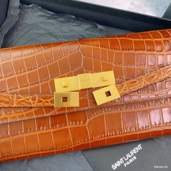YSL LEATHER CLUTCH CROCODILE-EMBOSSED IN MANHATTAN 0712
